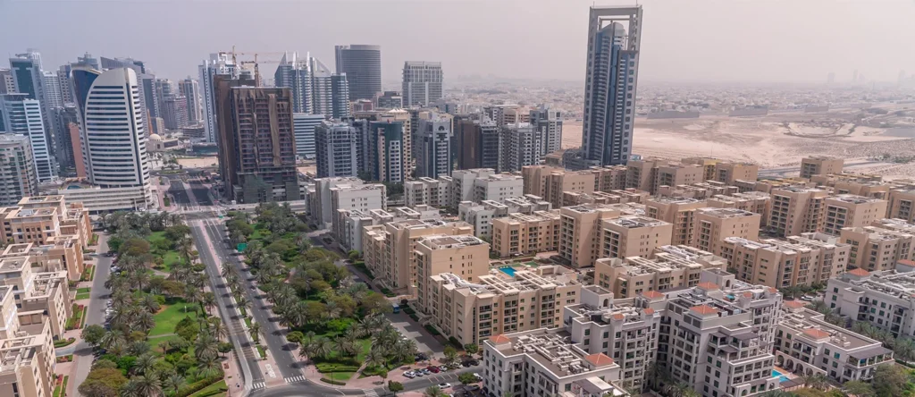 A panoramic aerial view of Al Barsha, Dubai